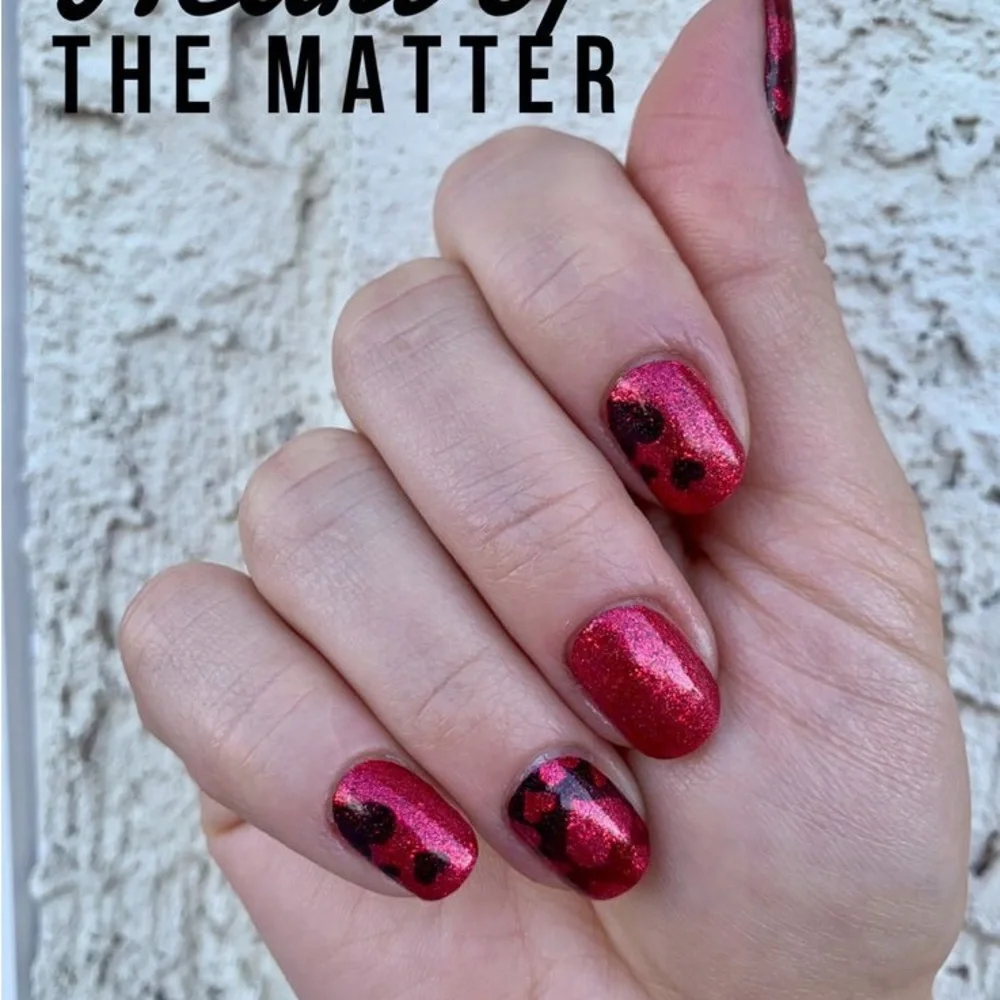 HEART OF THE MATTER Retired Color Street Red and Black Heart Nail Strips